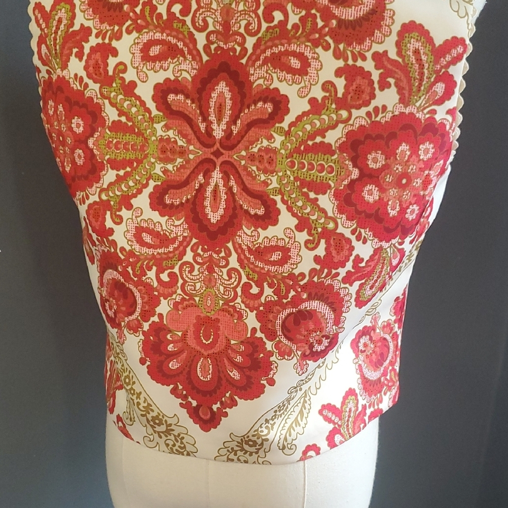 Flora Bea Oriental Sleeveless Crop Tank Top with Boxy Style Sz L - Picture 8 of 16